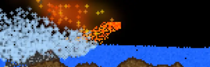 Magma falling into Water, creating Basalt and Steam